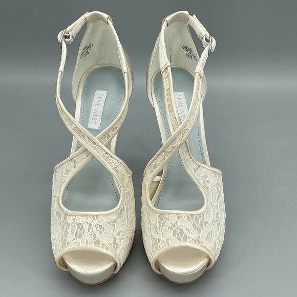 NEW Nine West Women’s Hanyap 2 Platform Sandals White Size 6M - Picture 3 of 10